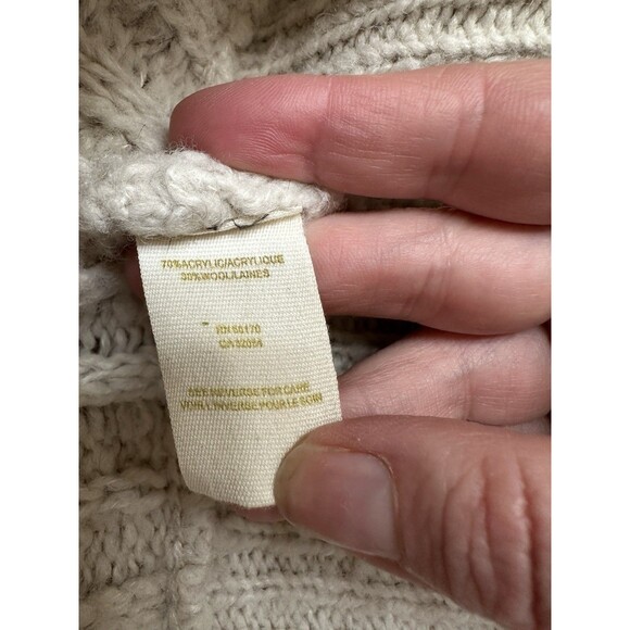 FREE PEOPLE Women's XS Beige Chunky Knit Cropped Cardigan Women’s Large Snaps - Picture 6 of 7